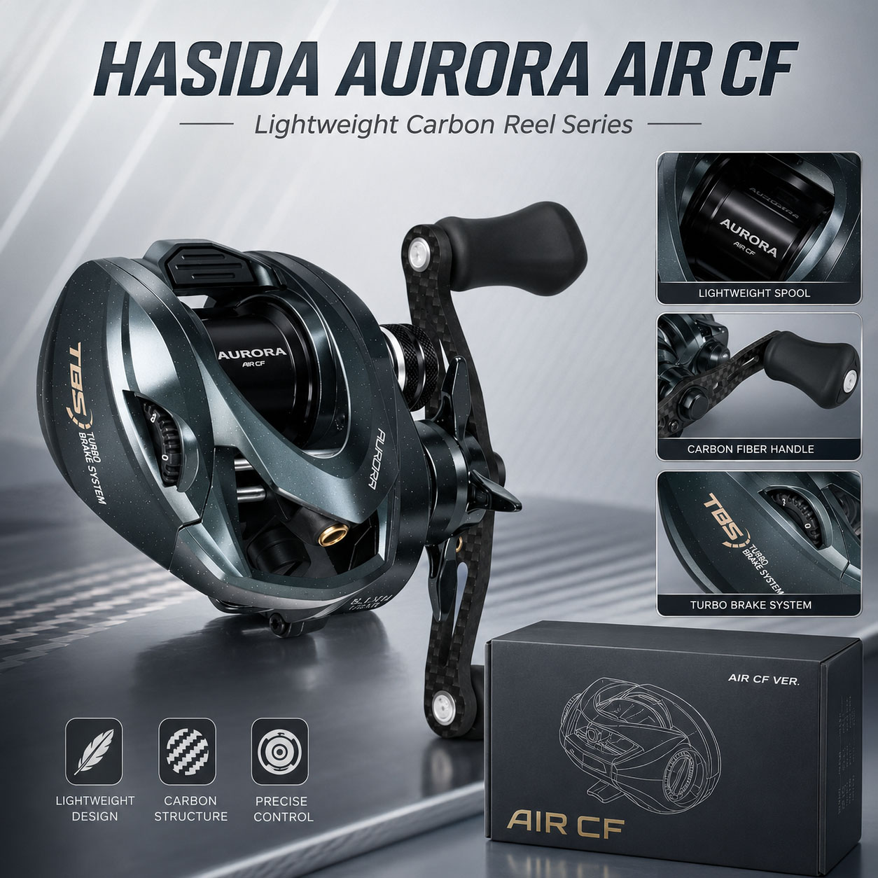 HASIDA Aurora AirCF Carbon BFS - đánh giá và giá Spincast Reel